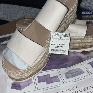Women’s Neutral Cream Platform Espadrille Slides
